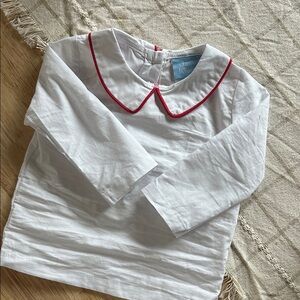 Classic Whimsy peter pan collar with red trim baby boy 9M